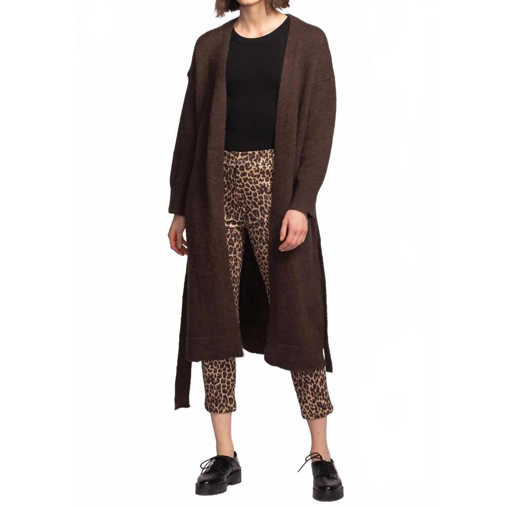 NEW PINK MARTINI kiki long knit cardigan in brown